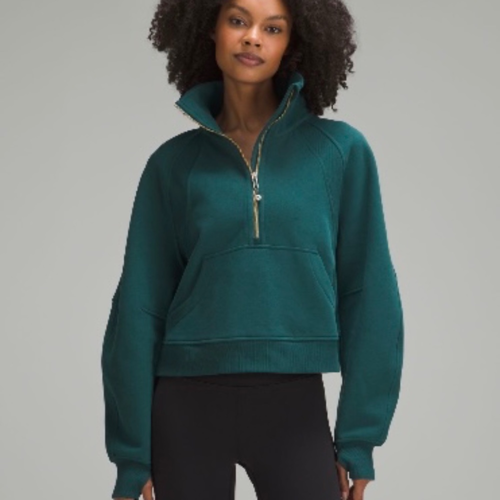 Lululemon oversized funnel neck half zip teal